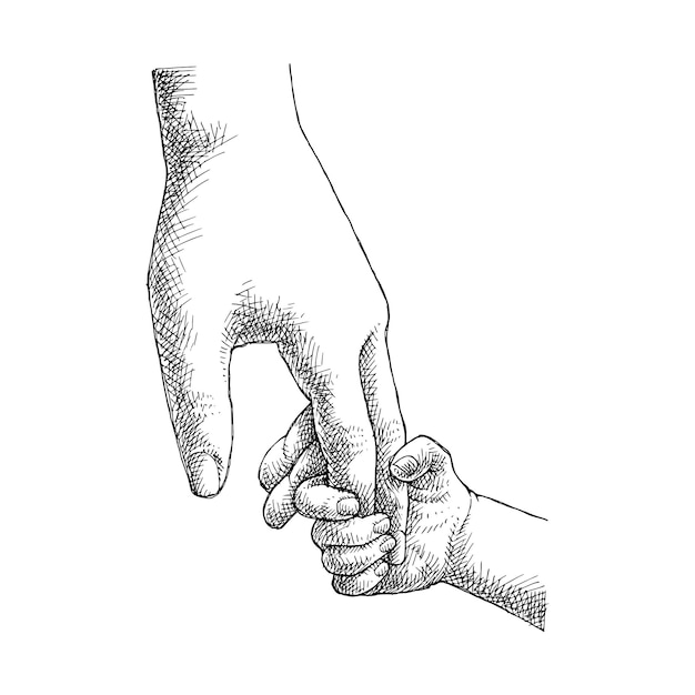 Vector art illustration of parent and child holding hand