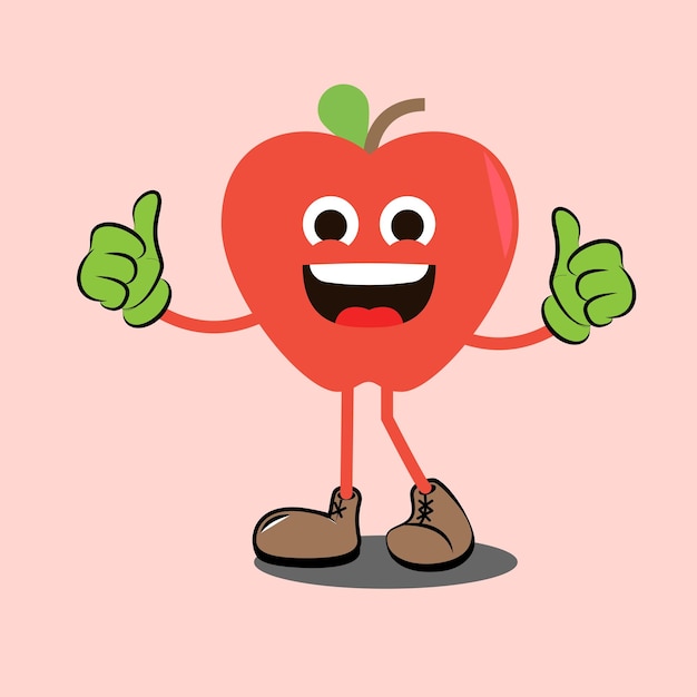 Vettore arte illustrazione segno logo simbolo icona kawaii mascotte doodle emoji frutti di apple cartoon