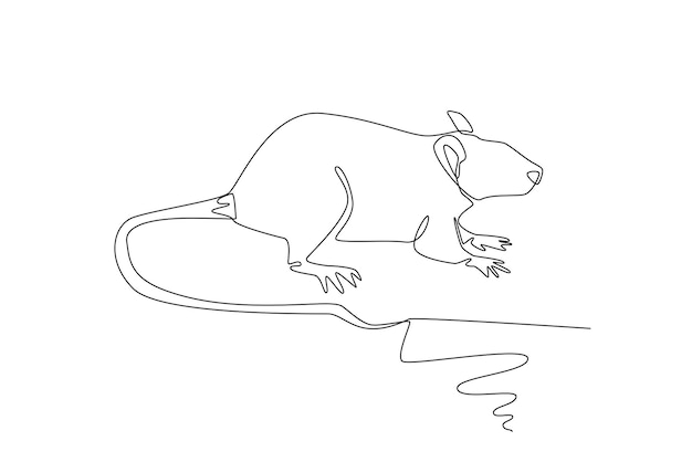 Art Illustration for simple line of mouse. one line concept of mouse