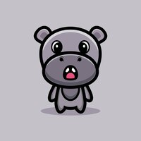 Art illustration symbol icon mascot animal cute design concept of hippopotamus