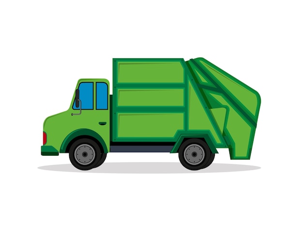 Vettore arte illustrazione simbolo icona trasporto realistico design logo veicolo di camion della spazzatura