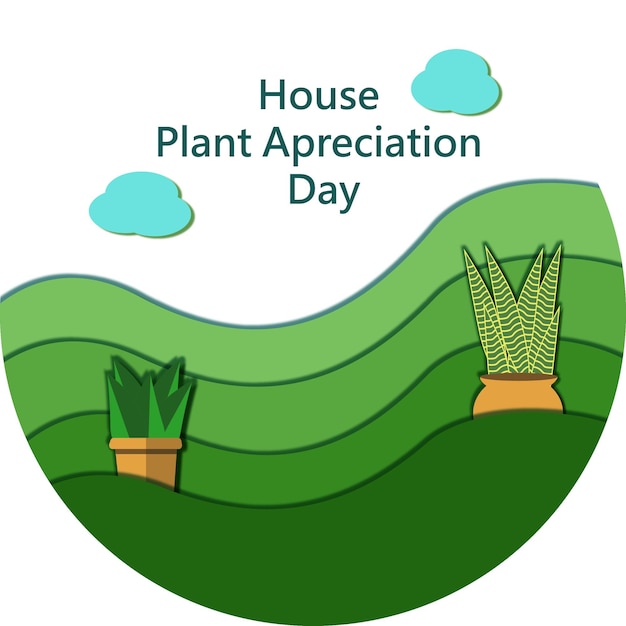 Vector art illustrationbackground house plant appreciation day with paper cut concept