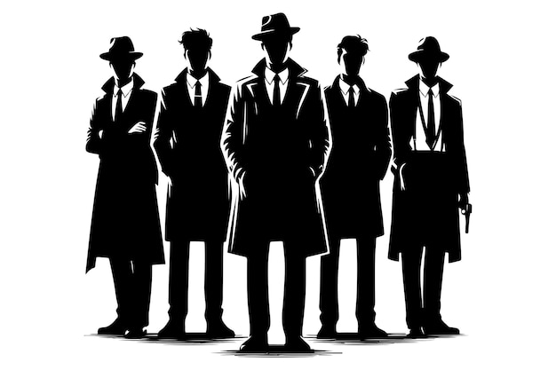 Art IllustrationMafia silhouette vector Detective silhouette vector isolated on white background