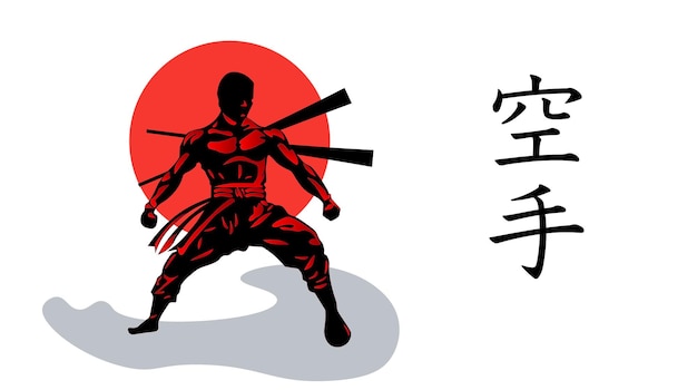 Vettore l'arte del karate mostra le arti marziali giapponesi in nero