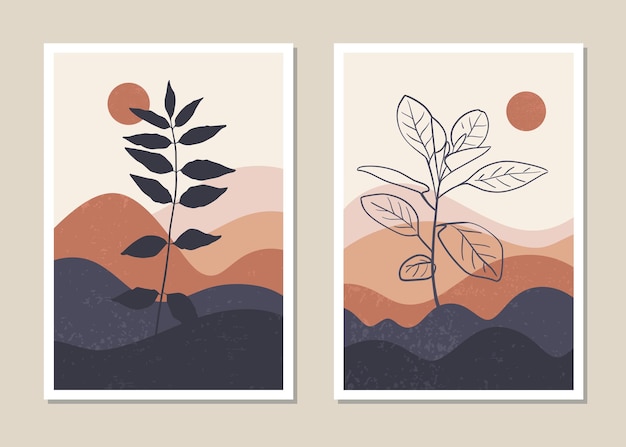 Art landscape wall set  wall art in a minimalist style