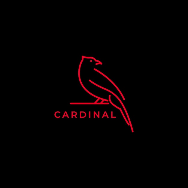 Вектор Дизайн логотипа арт-линии кардинала птицы