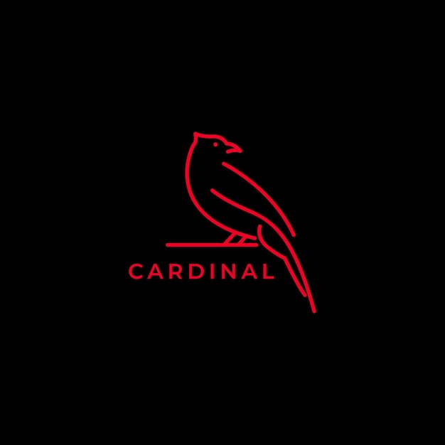 Art line kardinaal vogel logo ontwerp