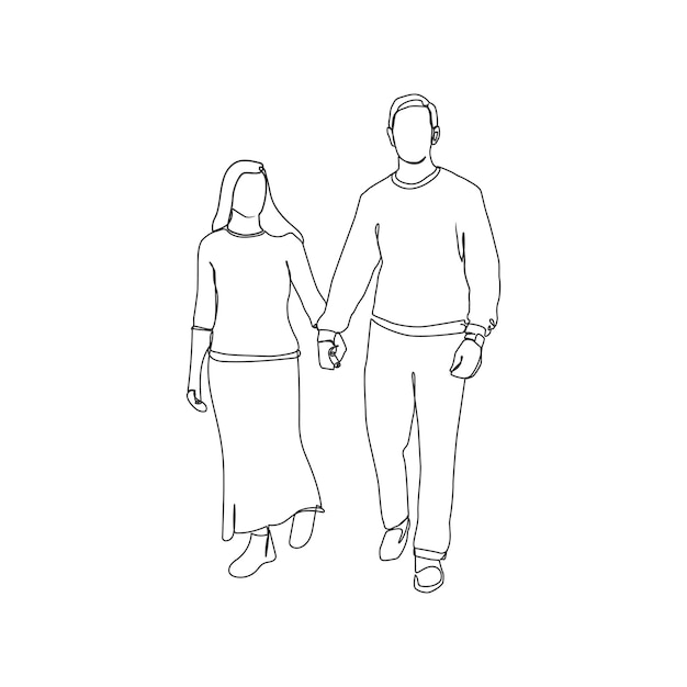 예술 남자와 여자 벡터 발렌타인 데이 그림 사랑 포스터 한 줄