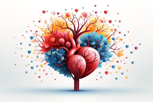 The Art of MindBody Connection Watercolor Illustration of Interconnected Brain and Heart in Medici