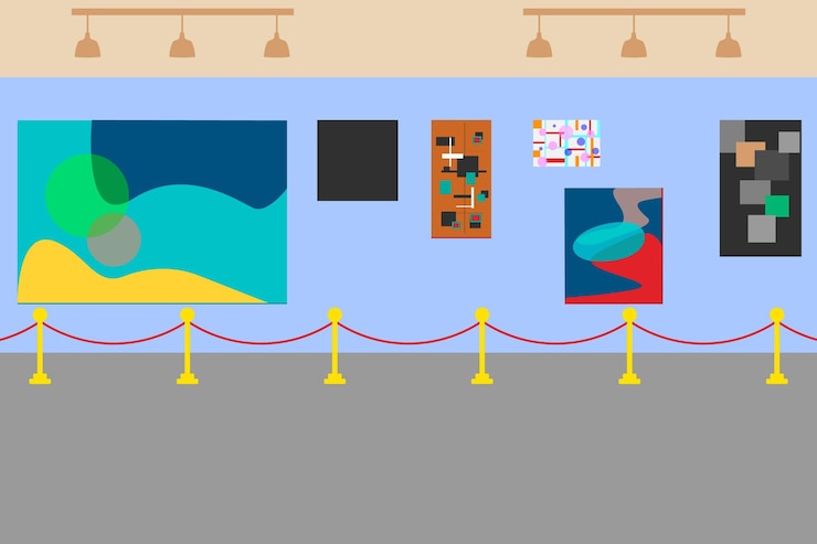 Vector art museum of modern painting vector illustration
