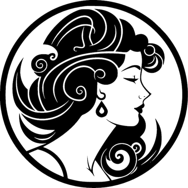 Vector art nouveau black and white isolated icon vector illustration