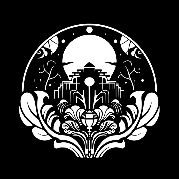 Art Nouveau Black and White Vector illustration