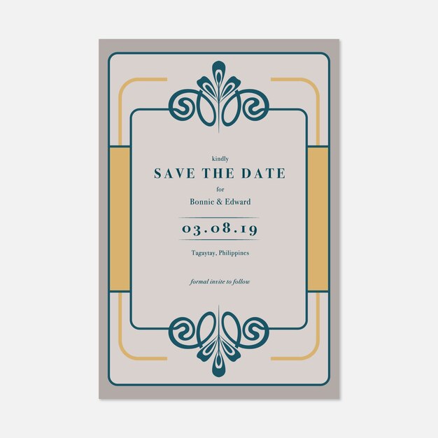 Vector art nouveau border wedding invitation