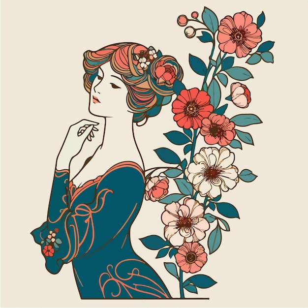 Art Nouveau flat illustration