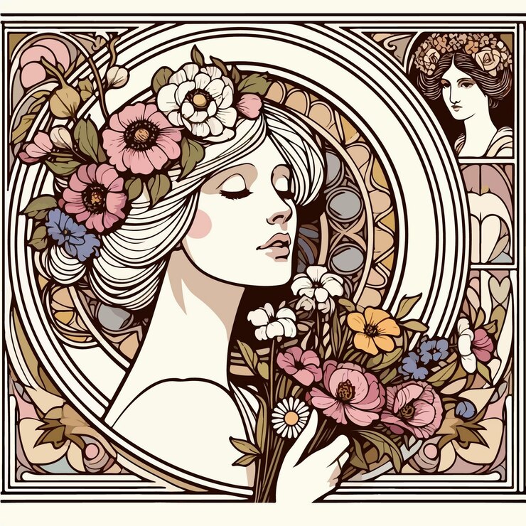 वेक्टर art nouveau flat illustration