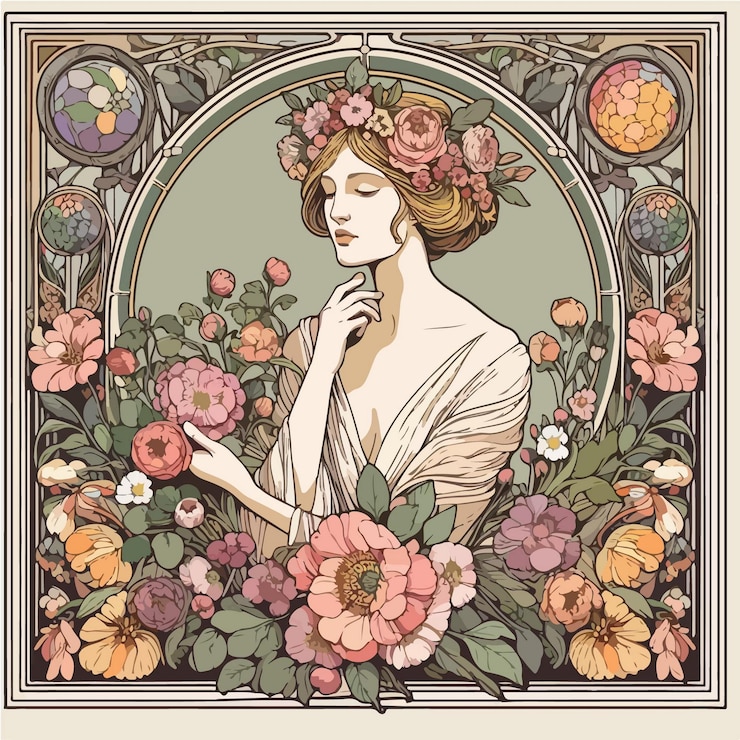 वेक्टर art nouveau flat illustration