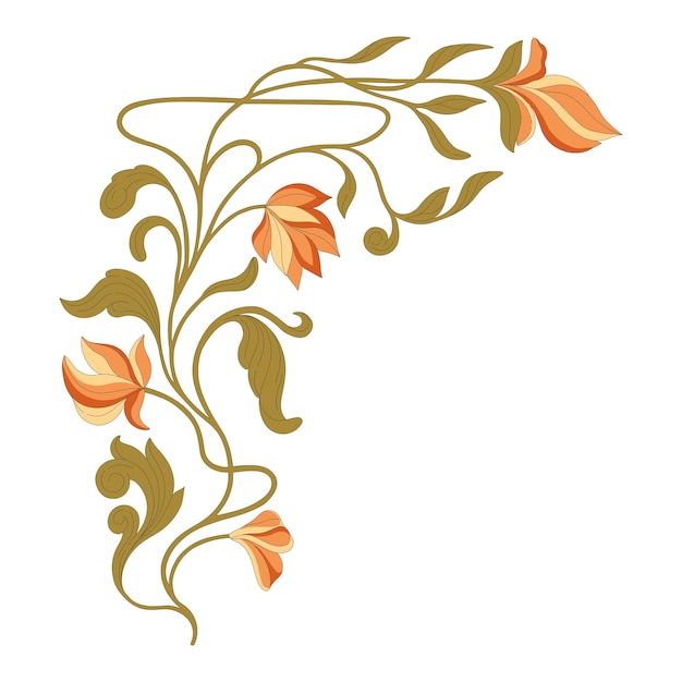 Vector art nouveau floral corner decorative element vector