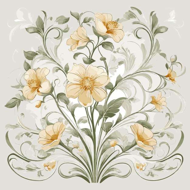 Vector art nouveau floral designs vector on white background