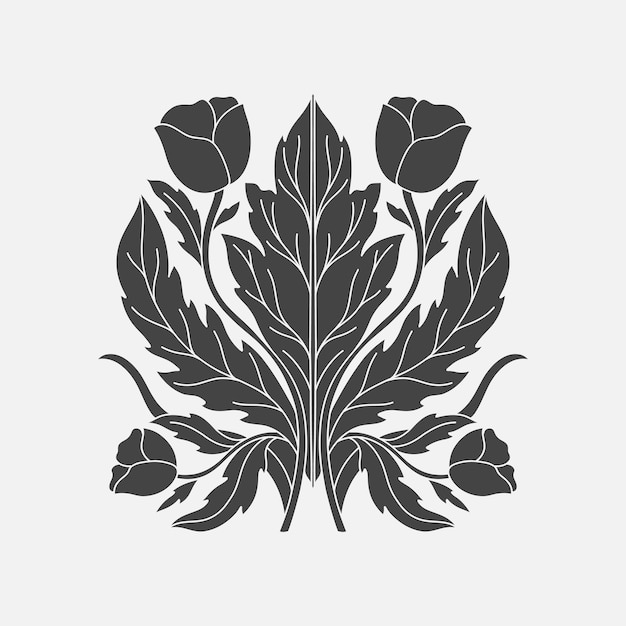 Vector art nouveau stijl bloem plant basiselement 19201930 jaar vintage design symbool motief design