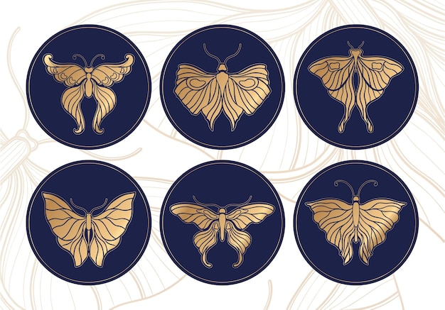 Art nouveau style butterfly circle design basic element 19201930 years vintage design Symbol motif design