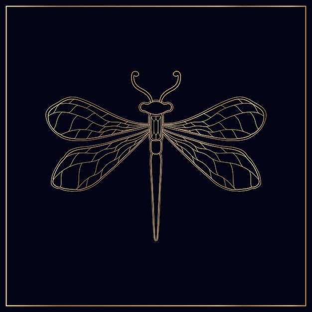 Vector art nouveau style dragonfly insect basic element 19201930 years vintage design symbol motif design