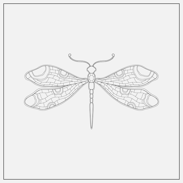 Vector art nouveau style dragonfly insect basic element 19201930 years vintage design symbol motif design