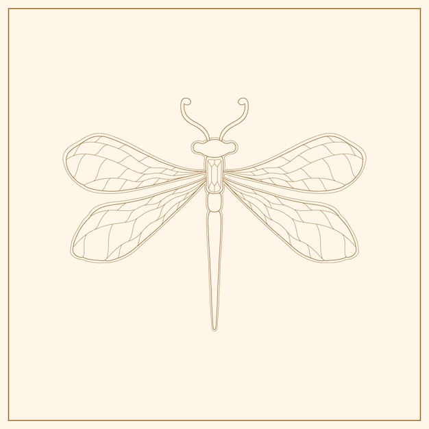 Vector art nouveau style dragonfly insect basic element 19201930 years vintage design symbol motif design