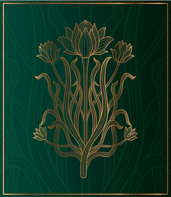 Основной элемент цветочного растения в стиле ар-нуво 1920–1930 годов винтажного дизайна Дизайн символического мотива