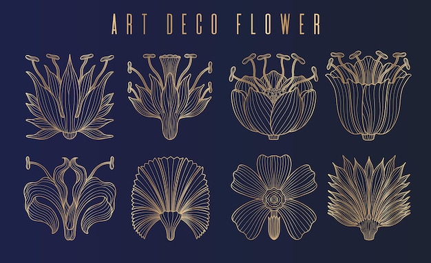 アールヌーボースタイルの顕花植物の基本要素19201930年ヴィンテージデザインシンボルモチーフデザイン