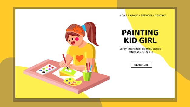 Vector art painting kid girl vector