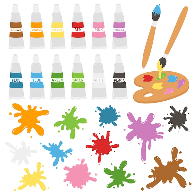 Art and painting supplies vector set