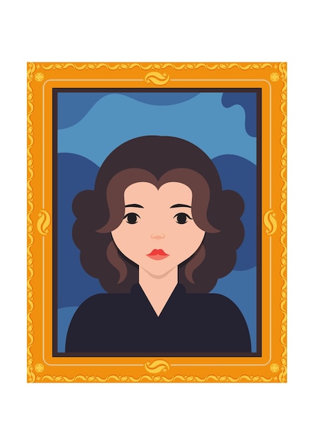 Art painting with woman portrait vector flat design