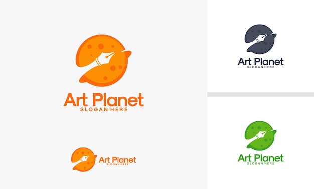 Art planet logo designs vector, Planet logo Template