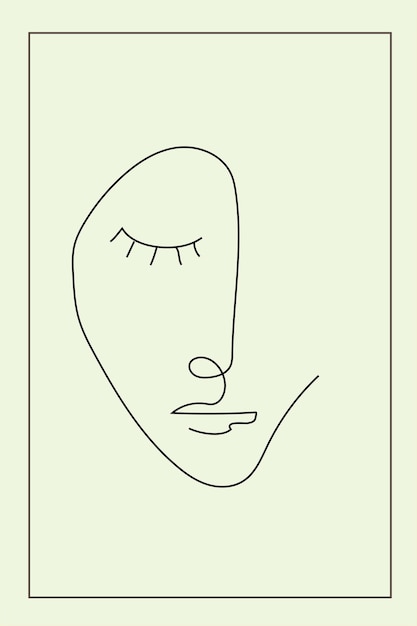 Vector art portrait abstract face hand simple drawing
