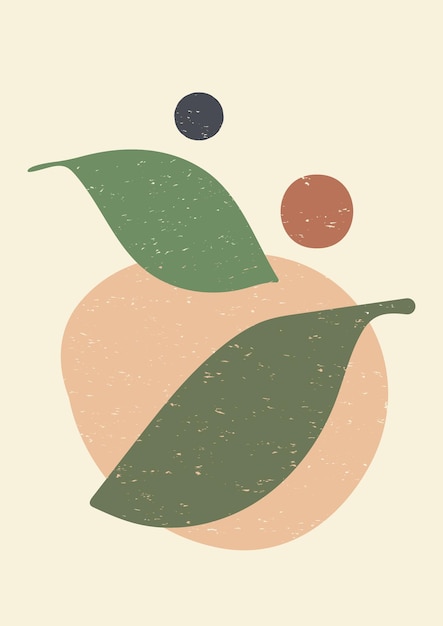 파스텔 색상의 잎이 있는 아트 포스터 추상 기하학적 요소는 나뭇잎과 소셜 미디어 엽서 인쇄를 위한 훌륭한 디자인