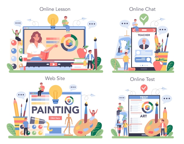 美術学校教育オンラインサービスまたはプラットフォームセット