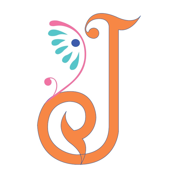 वेक्टर art spring initial caps font capital letter j vector design illustration