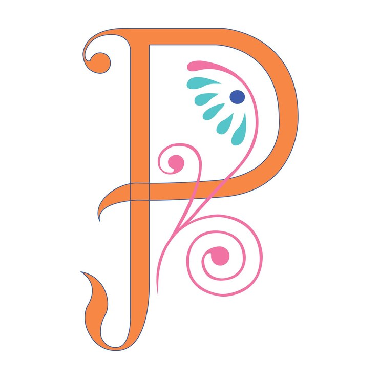 Вектор art spring initial caps шрифт заглавная буква p векторная иллюстрация дизайна