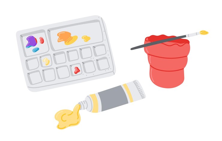 Vector art supplies illustration with a paint palette