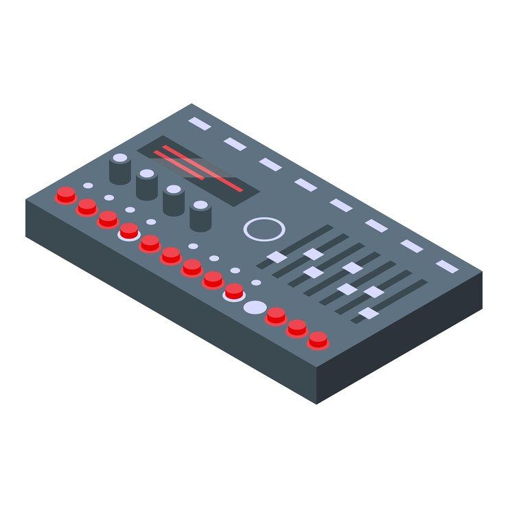 Vector art synthesizer icon isometric vector dj piano instrument melody