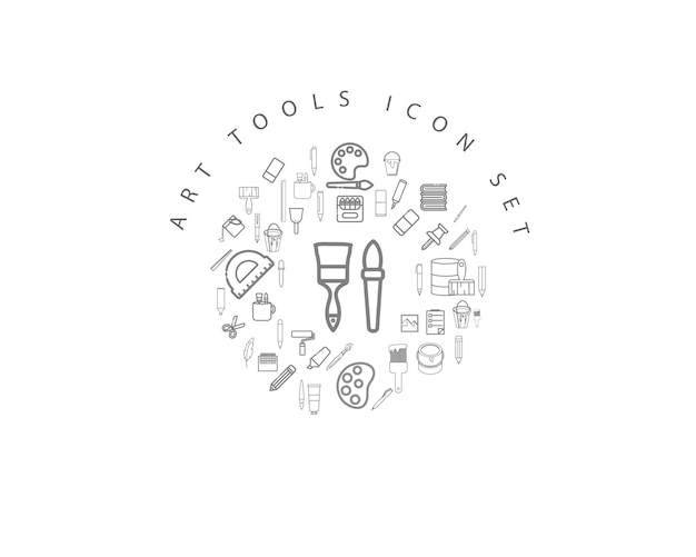 Art tools icon set design