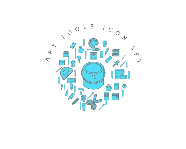 Vector 미술 도구 아이콘 세트 디자인