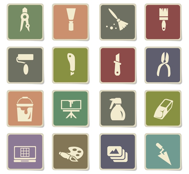 Icone vettoriali degli strumenti artistici per la progettazione dell'interfaccia utente
