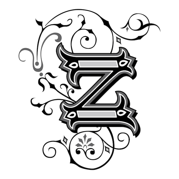 Vector art tuscani initial caps font capital letter z vector design illustration