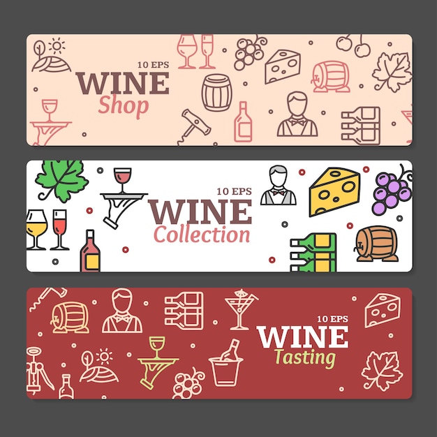Vector art wine banners and labels set for business. vector illustration
