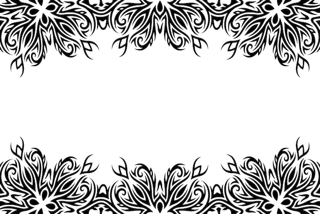 Vector art with abstract black vintage tribal border