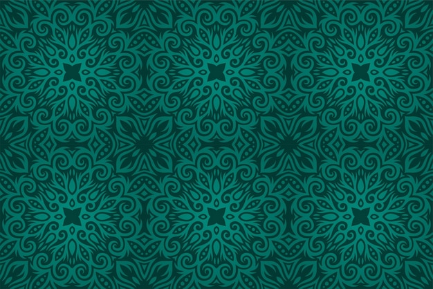 Art with abstract green vintage tile pattern