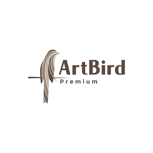 Art wood bird with twig logo design vector graphic symbol icon sign illustration creative idea