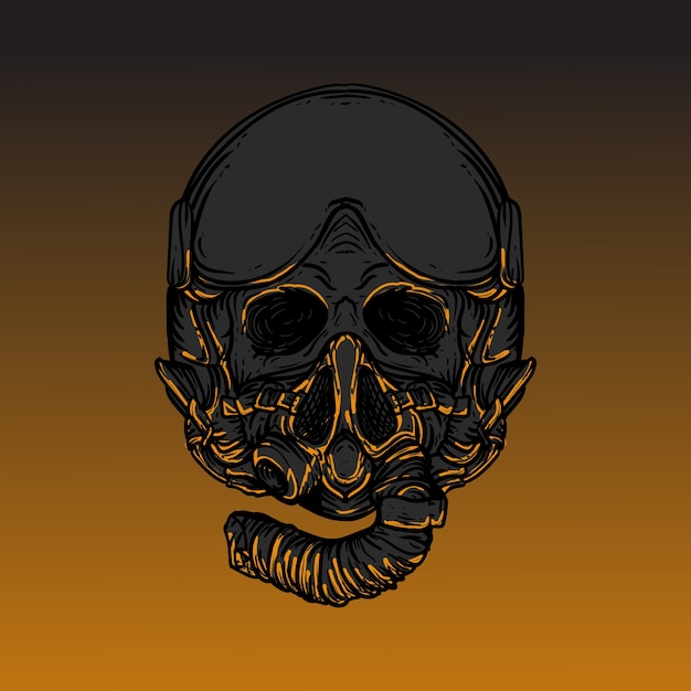 Vector art work illustration design skull with pilot jet helmet