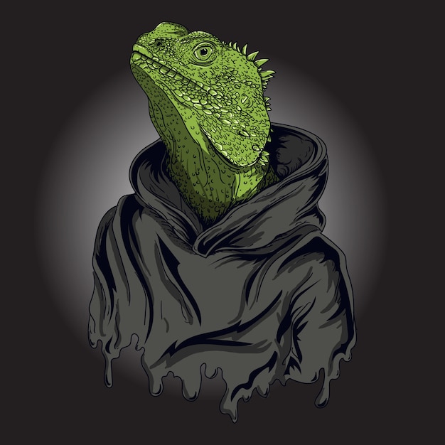 Illustrazione di opere d'arte e design t-shirt uomo iguana rettile umano